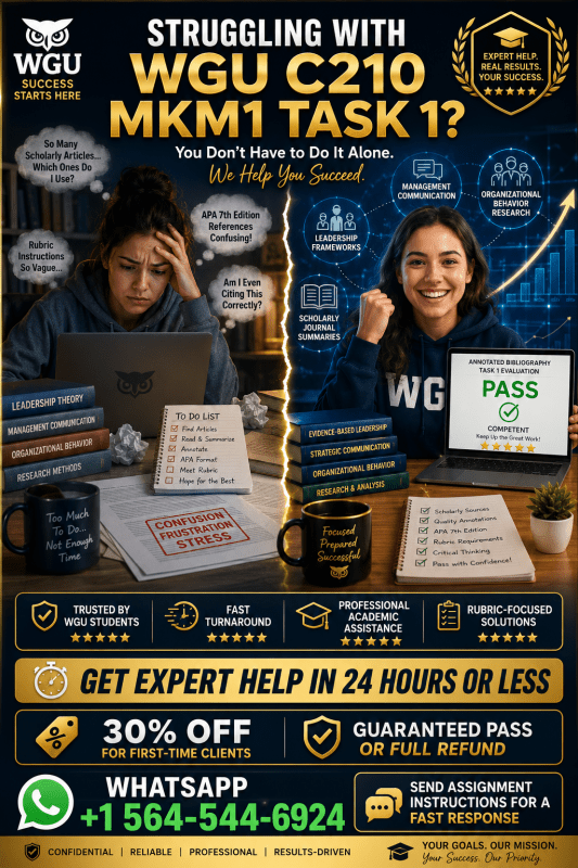 WGU C210 MKM1 Task 1 Annotated Bibliography Help – Pass Without Revisions