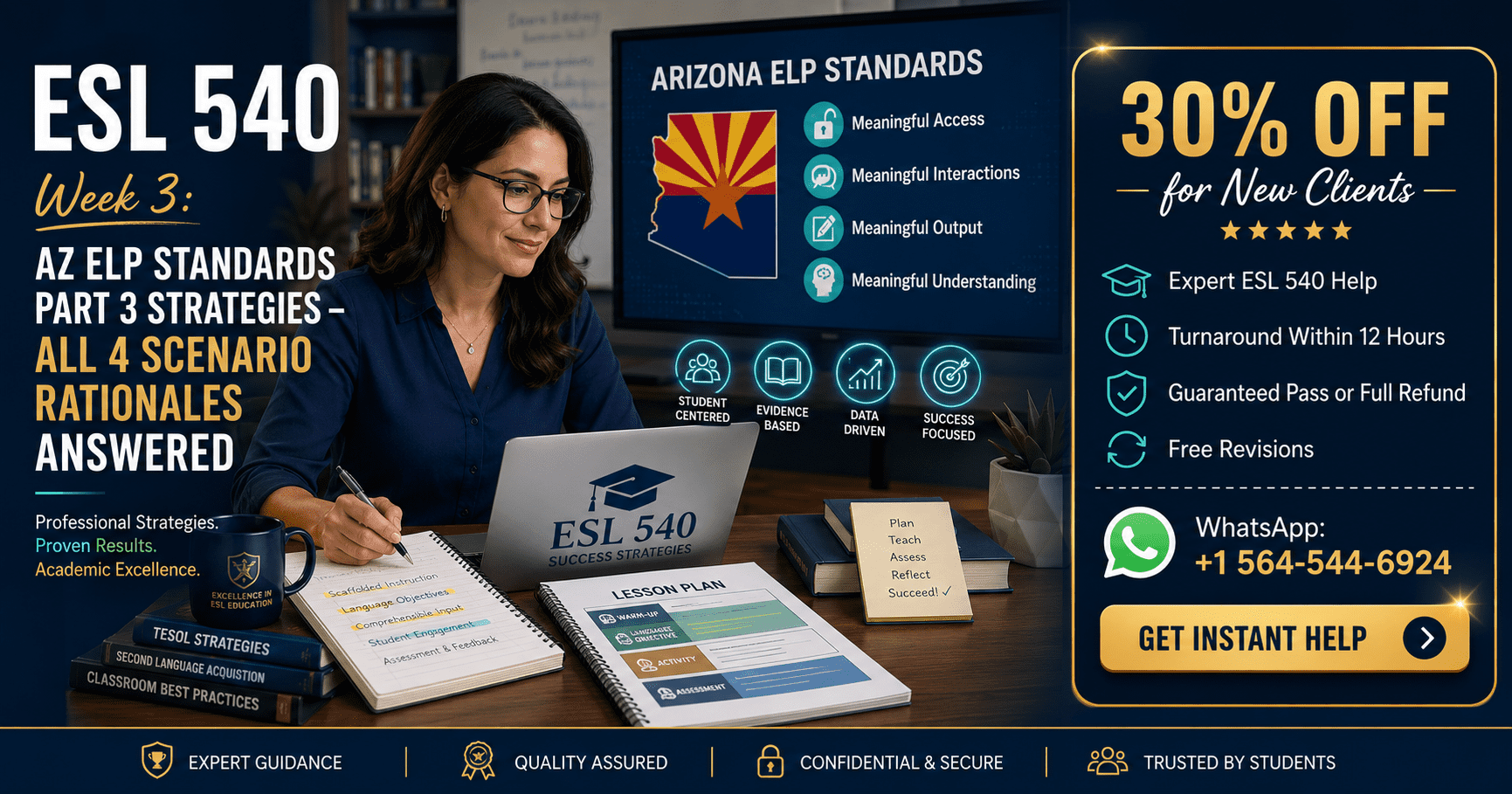 ESL-540 Week 3: AZ ELP Standards, Part 3 Strategies & All 4 Scenario Rationales Answered (Expert Guide)