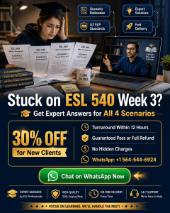 ESL-540 Week 3: AZ ELP Standards, Part 3 Strategies & All 4 Scenario Rationales Answered