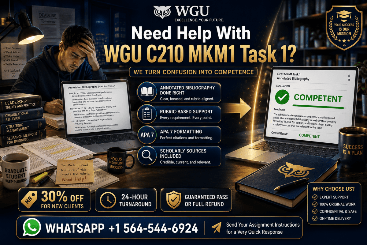 WGU C210 MKM1 Task 1 Annotated Bibliography Help – Pass Without Revisions
