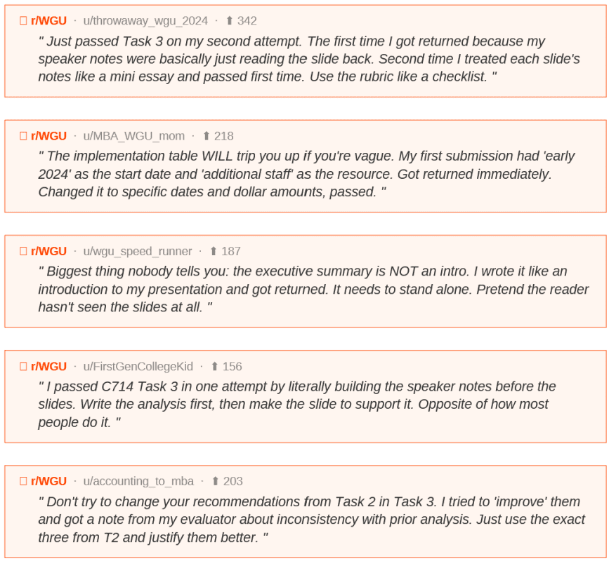 What Real WGU Students Say About C714 Task 3