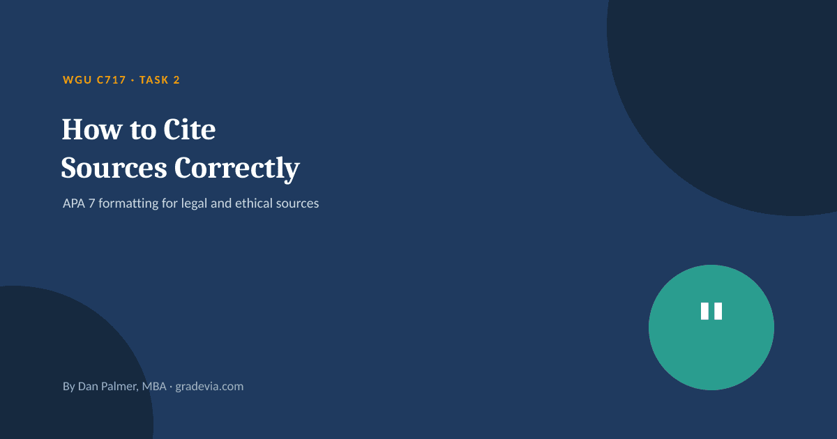 How to Cite Sources for WGU C717 Task 2