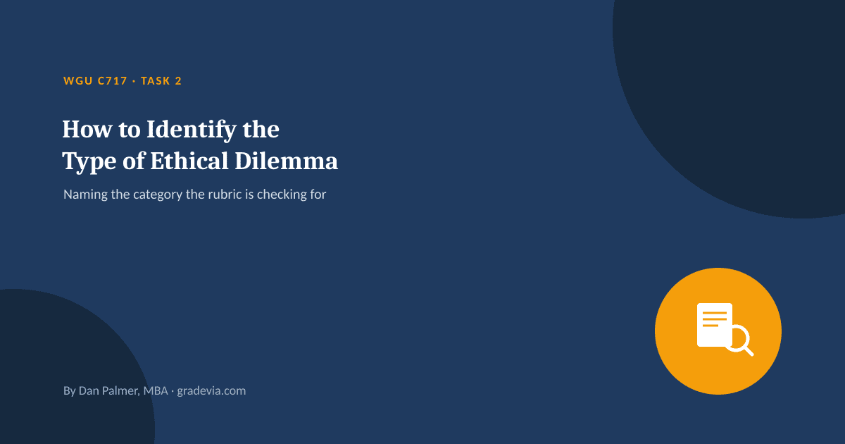 How to Identify the Type of Ethical Dilemma in WGU C717 Task 2