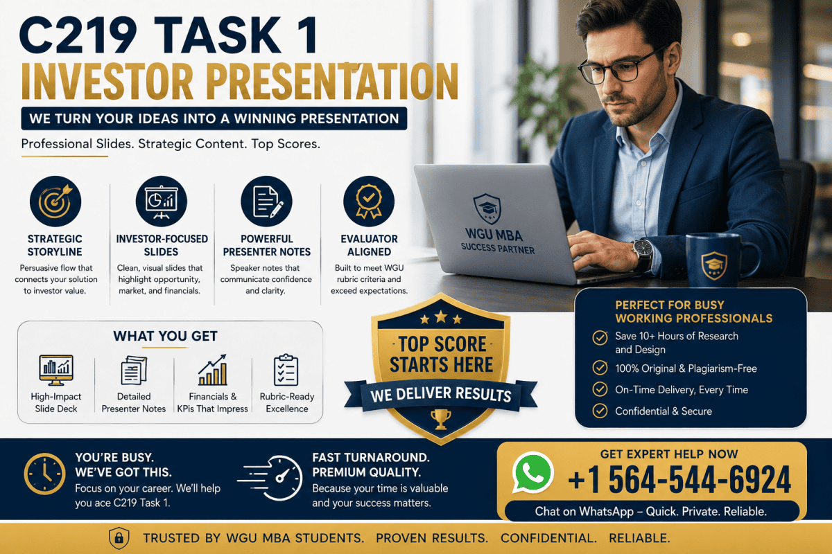 WGU C219 Task 1 (Investor Presentation): What a Perfect Score Actually Requires