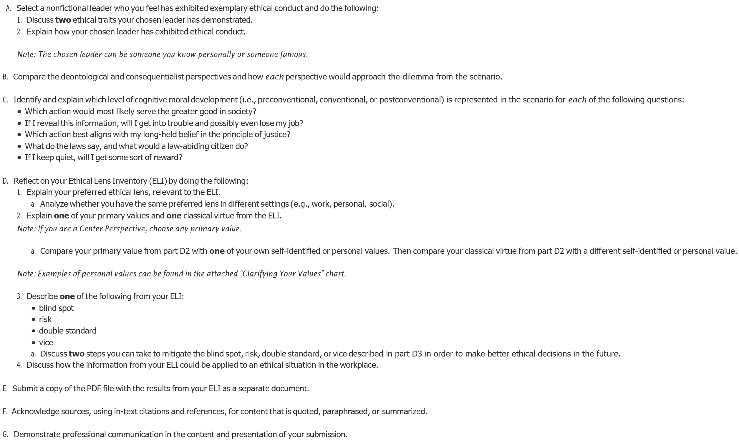 WGU C206 Task 1 Guide and Example: Ethical Theories, Leadership, and the Ethical Lens Inventory (EHM2)
