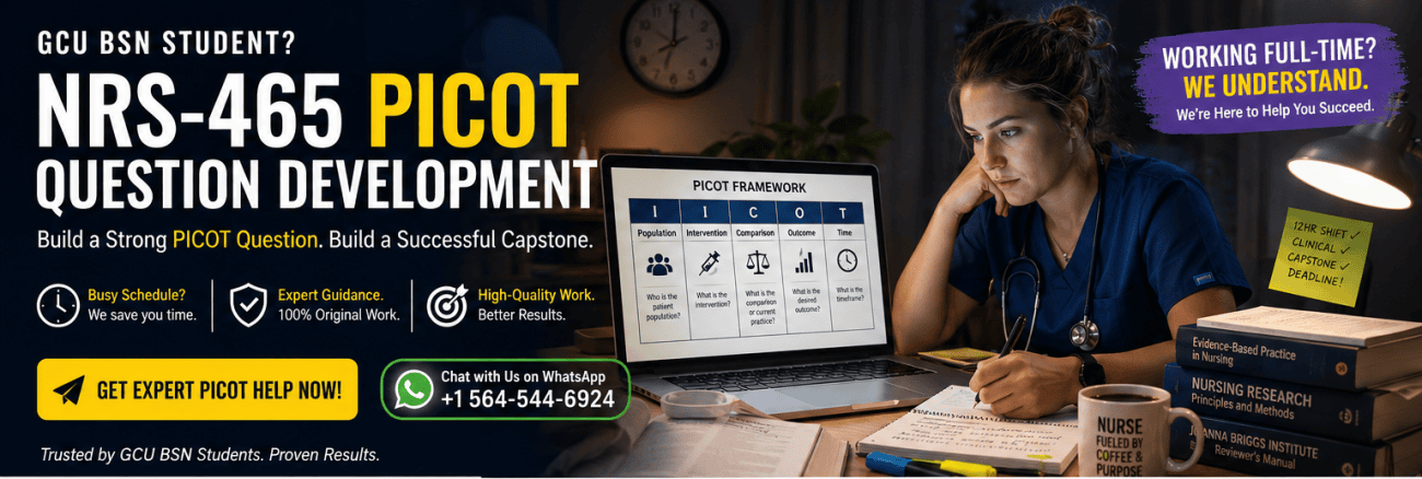 NRS-465 Capstone Change Project: PICOT Question Development, Complete Guide + Examples