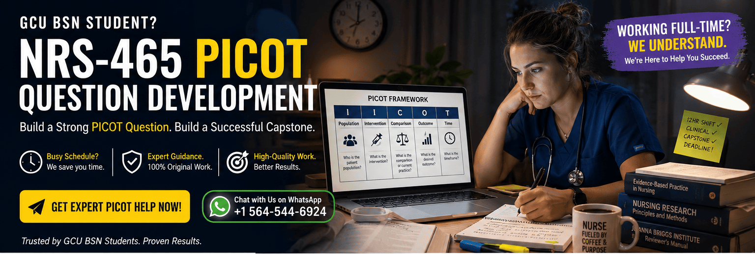 NRS-465 Capstone Change Project: PICOT Question Development, Complete Guide + Examples