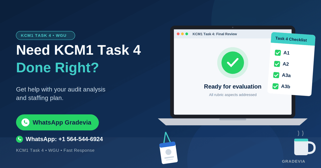 WGU KCM1 Task 4 Guide: Accreditation Audit, Staffing Analysis and Example